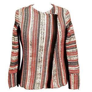 Boho Woven Textured Jacket with Black Panels